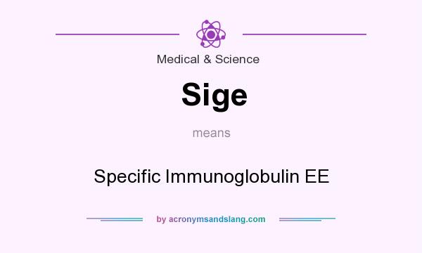 What does Sige mean? It stands for Specific Immunoglobulin EE