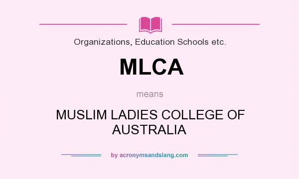 What does MLCA mean? It stands for MUSLIM LADIES COLLEGE OF AUSTRALIA