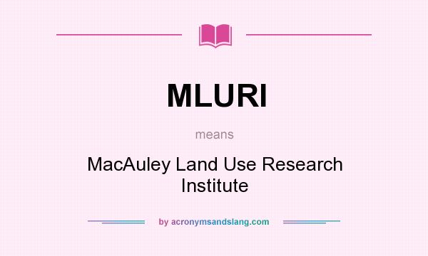What does MLURI mean? It stands for MacAuley Land Use Research Institute