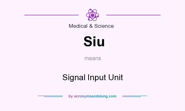 What does Siu mean? It stands for Signal Input Unit