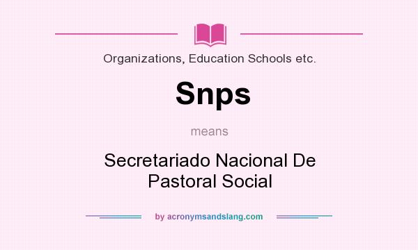 What does Snps mean? It stands for Secretariado Nacional De Pastoral Social