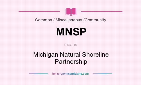 What does MNSP mean? It stands for Michigan Natural Shoreline Partnership