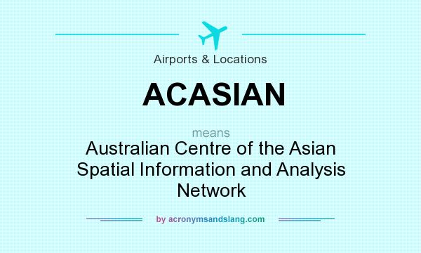What does ACASIAN mean? It stands for Australian Centre of the Asian Spatial Information and Analysis Network