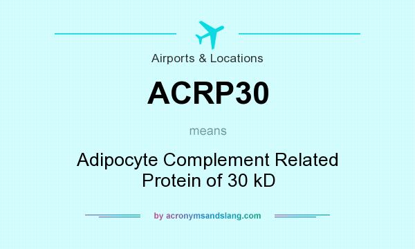 What does ACRP30 mean? It stands for Adipocyte Complement Related Protein of 30 kD