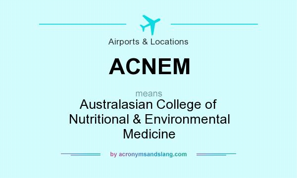 What does ACNEM mean? It stands for Australasian College of Nutritional & Environmental Medicine