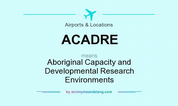 What does ACADRE mean? It stands for Aboriginal Capacity and Developmental Research Environments