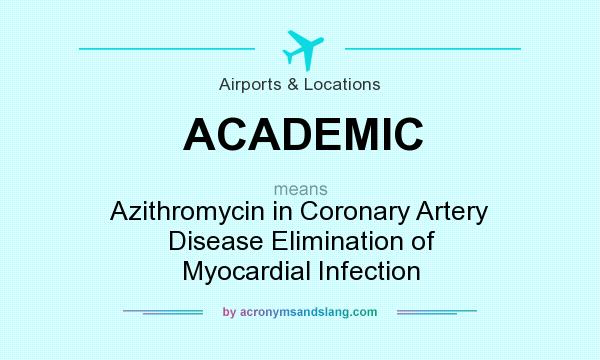 What does ACADEMIC mean? It stands for Azithromycin in Coronary Artery Disease Elimination of Myocardial Infection