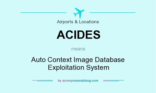 What does ACIDES mean? It stands for Auto Context Image Database Exploitation System