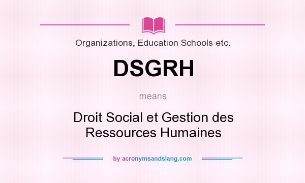 What does DSGRH mean? It stands for Droit Social et Gestion des Ressources Humaines