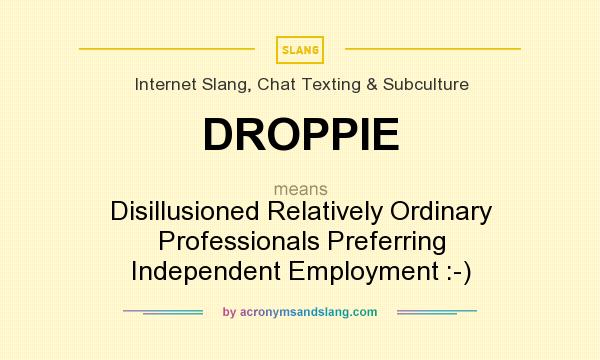 What does DROPPIE mean? It stands for Disillusioned Relatively Ordinary Professionals Preferring Independent Employment :-)