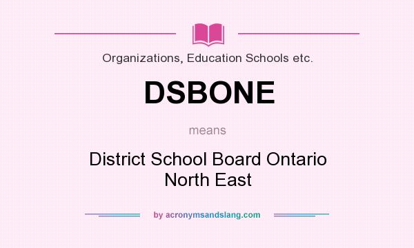 What does DSBONE mean? It stands for District School Board Ontario North East