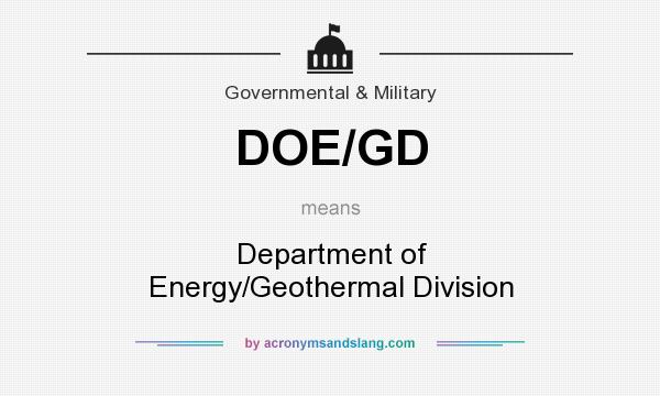 What does DOE/GD mean? It stands for Department of Energy/Geothermal Division