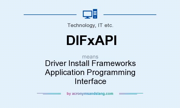 What does DIFxAPI mean? It stands for Driver Install Frameworks Application Programming Interface