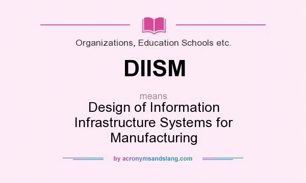 What does DIISM mean? It stands for Design of Information Infrastructure Systems for Manufacturing