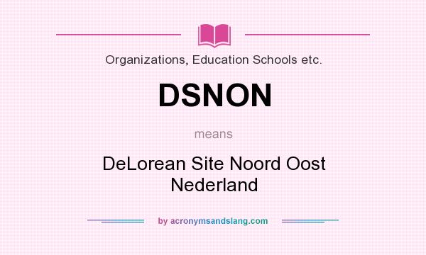 What does DSNON mean? It stands for DeLorean Site Noord Oost Nederland