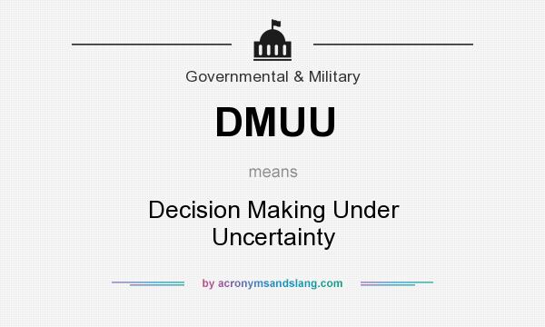 What does DMUU mean? It stands for Decision Making Under Uncertainty