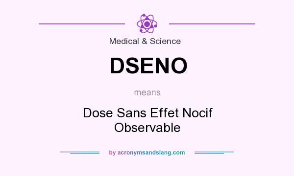 What does DSENO mean? It stands for Dose Sans Effet Nocif Observable