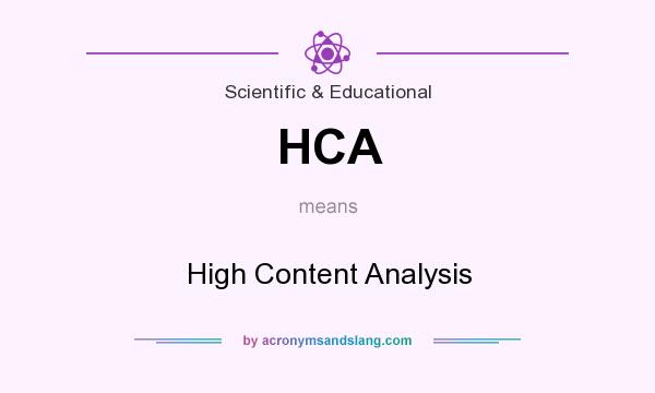 What does HCA mean? It stands for High Content Analysis