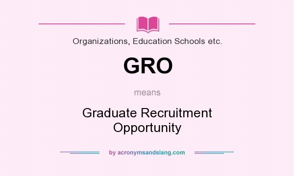 What does GRO mean? It stands for Graduate Recruitment Opportunity