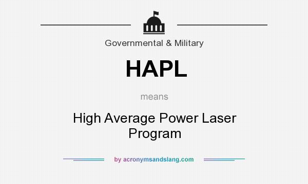 What does HAPL mean? It stands for High Average Power Laser Program