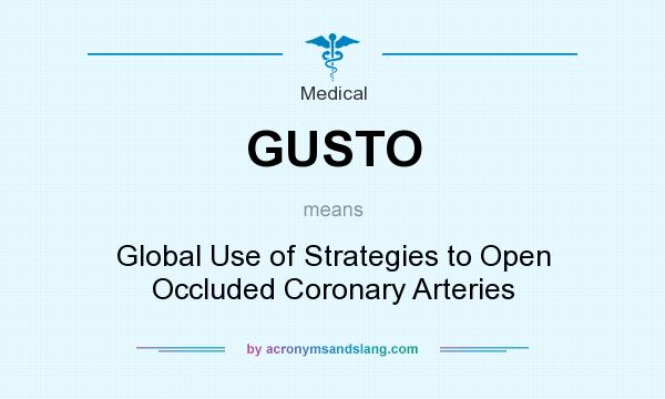 What does GUSTO mean? It stands for Global Use of Strategies to Open Occluded Coronary Arteries