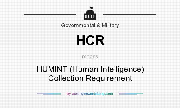 What does HCR mean? It stands for HUMINT (Human Intelligence) Collection Requirement
