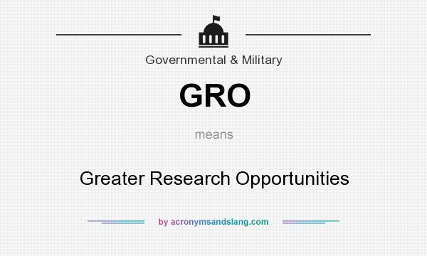 What does GRO mean? It stands for Greater Research Opportunities