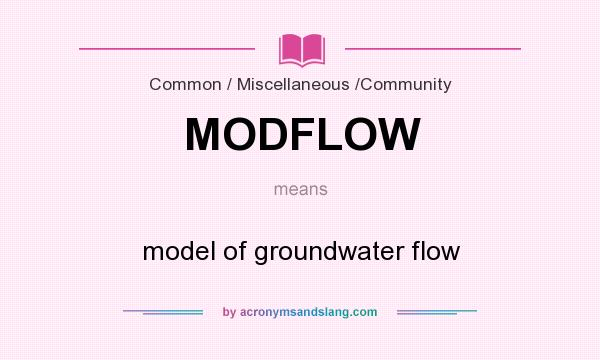 What does MODFLOW mean? It stands for model of groundwater flow
