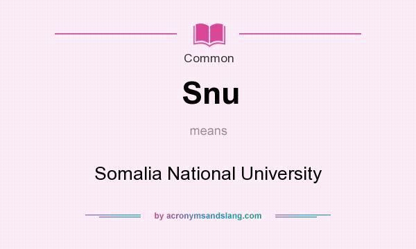 What does Snu mean? It stands for Somalia National University