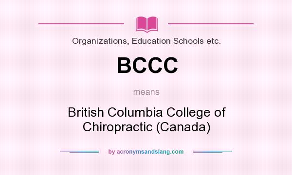 What does BCCC mean? It stands for British Columbia College of Chiropractic (Canada)