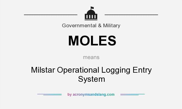 What does MOLES mean? It stands for Milstar Operational Logging Entry System
