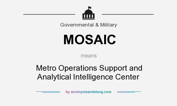 What does MOSAIC mean? It stands for Metro Operations Support and Analytical Intelligence Center