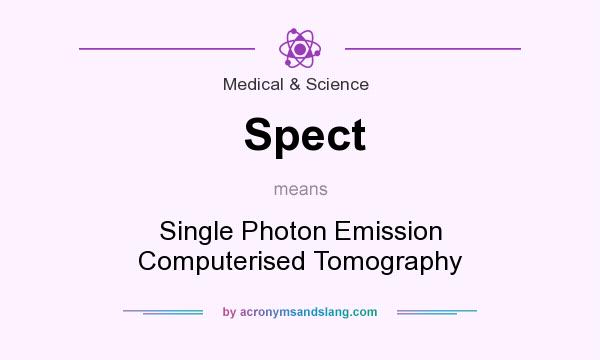 What does Spect mean? It stands for Single Photon Emission Computerised Tomography