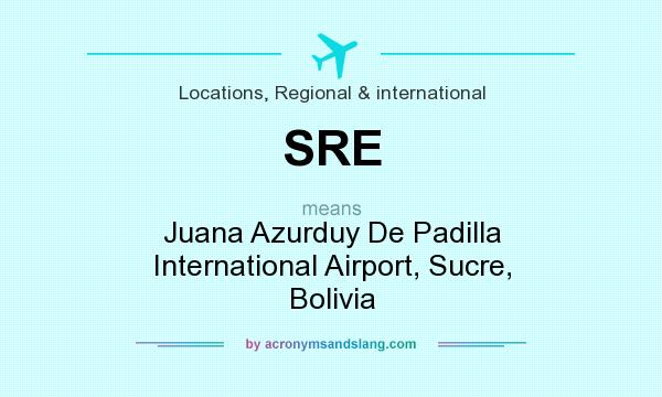 What does SRE mean? It stands for Juana Azurduy De Padilla International Airport, Sucre, Bolivia