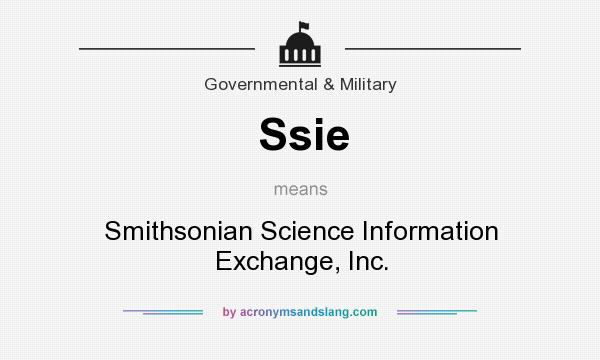 What does Ssie mean? It stands for Smithsonian Science Information Exchange, Inc.