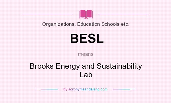 What does BESL mean? It stands for Brooks Energy and Sustainability Lab