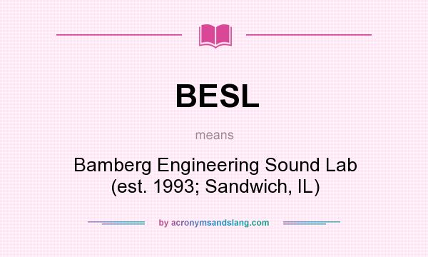 What does BESL mean? It stands for Bamberg Engineering Sound Lab (est. 1993; Sandwich, IL)