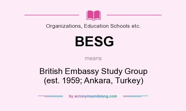 What does BESG mean? It stands for British Embassy Study Group (est. 1959; Ankara, Turkey)