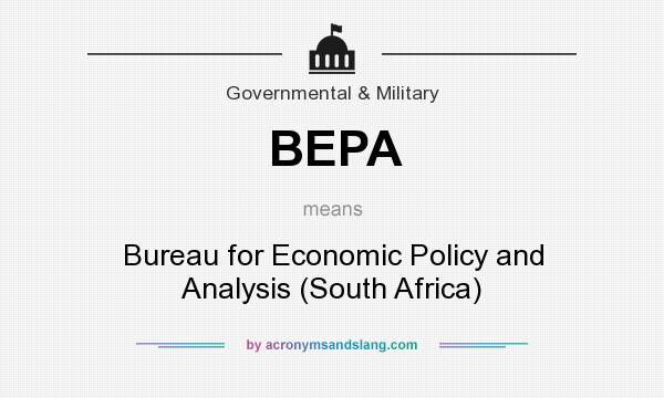 What does BEPA mean? It stands for Bureau for Economic Policy and Analysis (South Africa)
