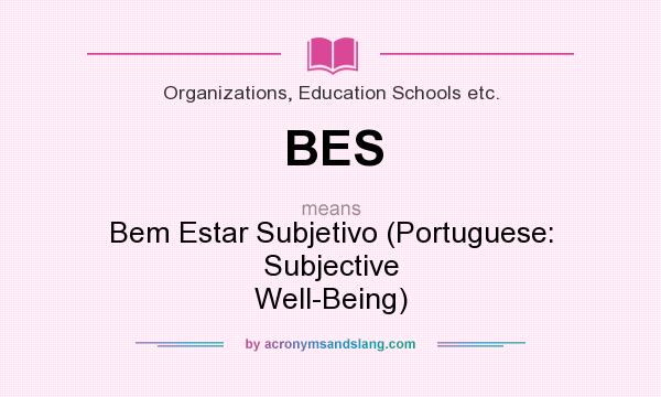 What does BES mean? It stands for Bem Estar Subjetivo (Portuguese: Subjective Well-Being)