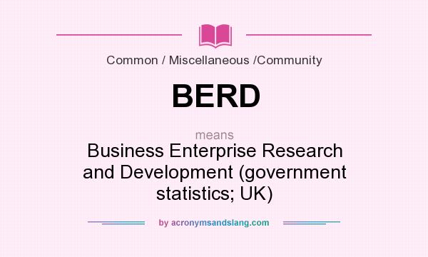 What does BERD mean? It stands for Business Enterprise Research and Development (government statistics; UK)