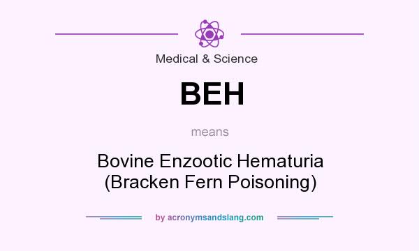 What does BEH mean? It stands for Bovine Enzootic Hematuria (Bracken Fern Poisoning)