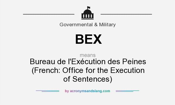 What does BEX mean? It stands for Bureau de l`Exécution des Peines (French: Office for the Execution of Sentences)