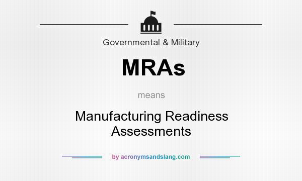 What does MRAs mean? It stands for Manufacturing Readiness Assessments