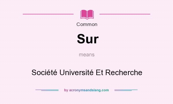 What does Sur mean? It stands for Socit Universit Et Recherche