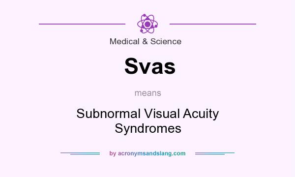 What does Svas mean? It stands for Subnormal Visual Acuity Syndromes