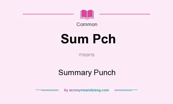 What does Sum Pch mean? It stands for Summary Punch