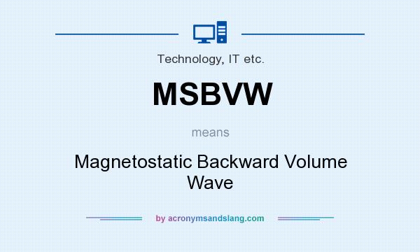 What does MSBVW mean? It stands for Magnetostatic Backward Volume Wave