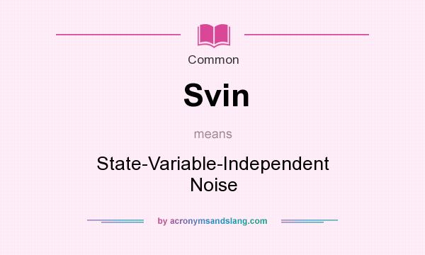 What does Svin mean? It stands for State-Variable-Independent Noise