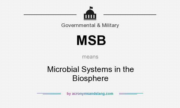 What does MSB mean? It stands for Microbial Systems in the Biosphere